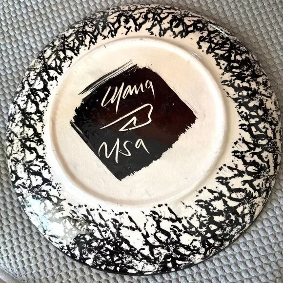 Vintage Boho Hand Painted Signed Studio Pottery 9" Plate USA